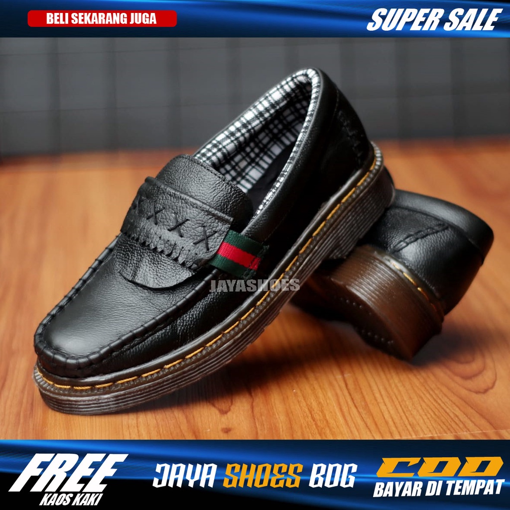 BREMER Sepatu Formal Pria Slip On Kulit Asli Original Pantofel Hitam Kerja Kantor