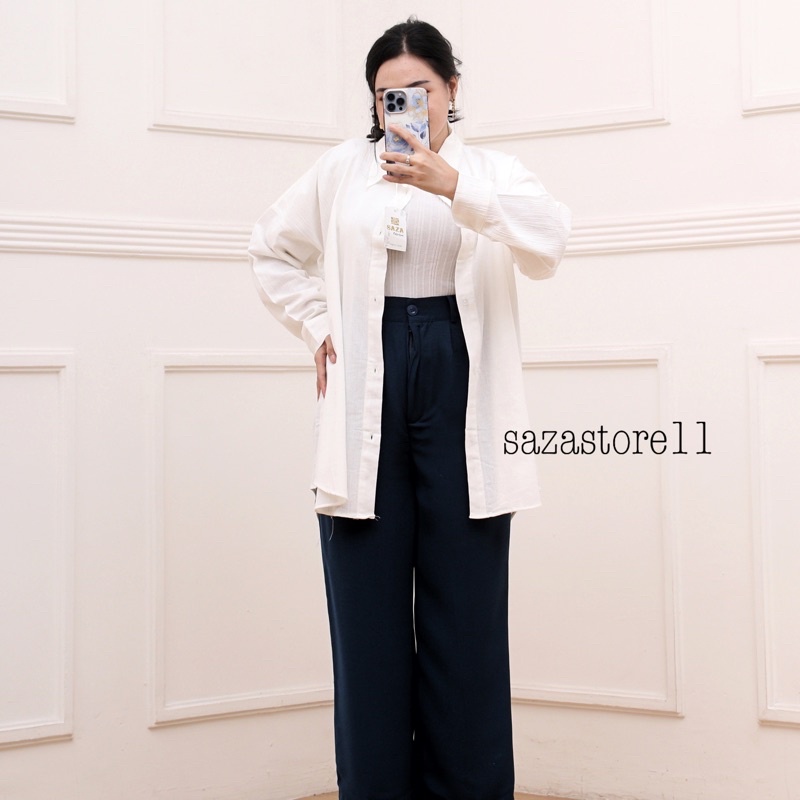 Kemeja Linen Oversized - Oversize Shirt-OVERSIZE BW