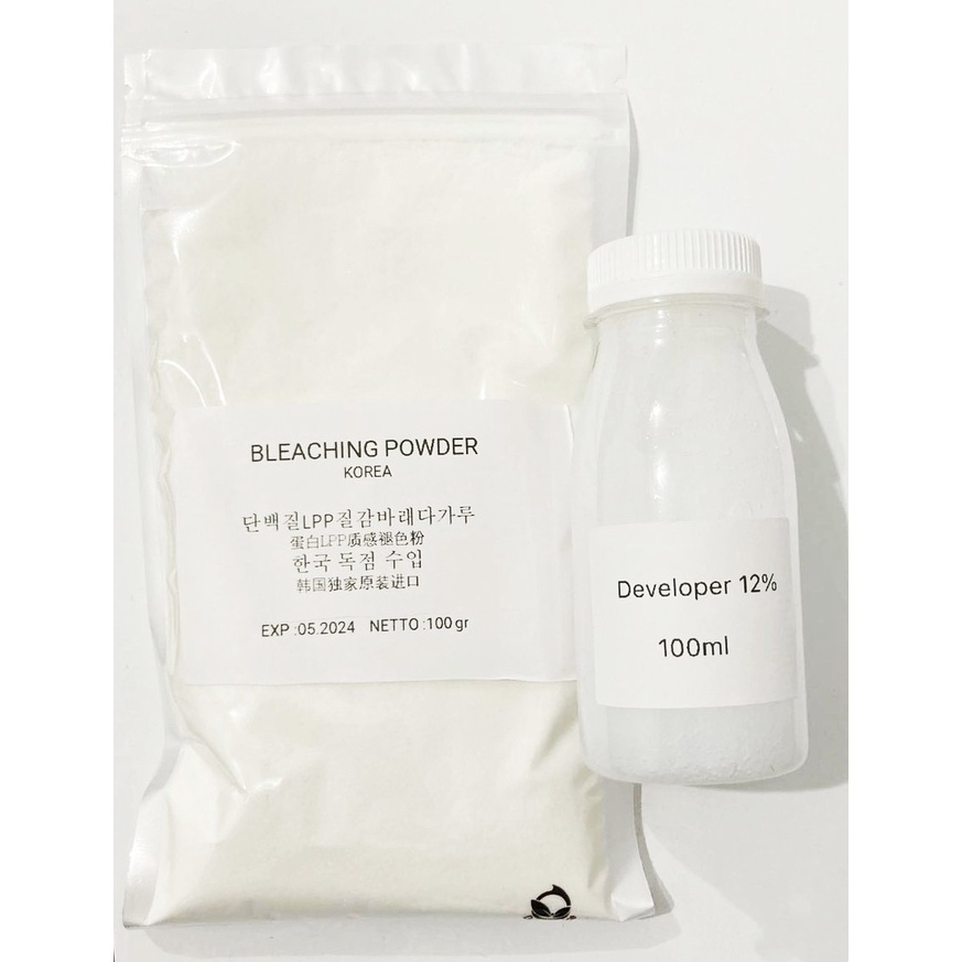 Bleaching Powder 100g + 12% 200ml BLEACHING KOREA｜Bleaching rambut  cat rambut
