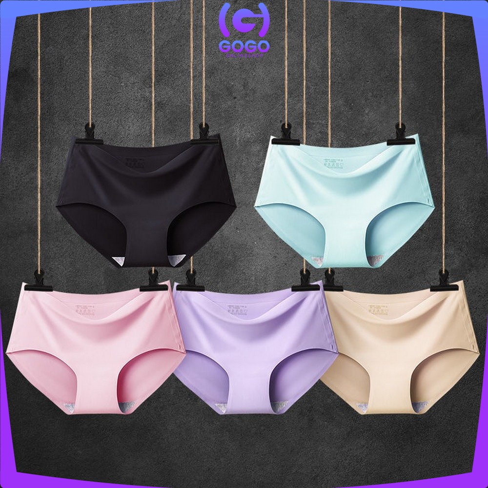 GOGO-P38 Celana Dalam Seamless Wanita Polos CD Cewek Tanpa Jahitan Ice Silk Panties Underwear Wanita