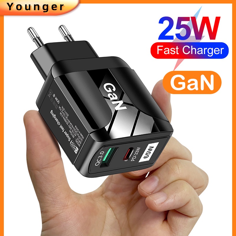 Adapter Charger Tipe C 65W GaN 9V12V Untuk Iphone 13 14 i-Pad H-uawei X-iaomi S-amsung Android QC3.0 + Pd33