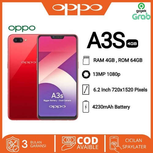 [baru] hp oppo a3s ram 4/64gb & 6/128gb garansi distributor 4g android oppo a3s