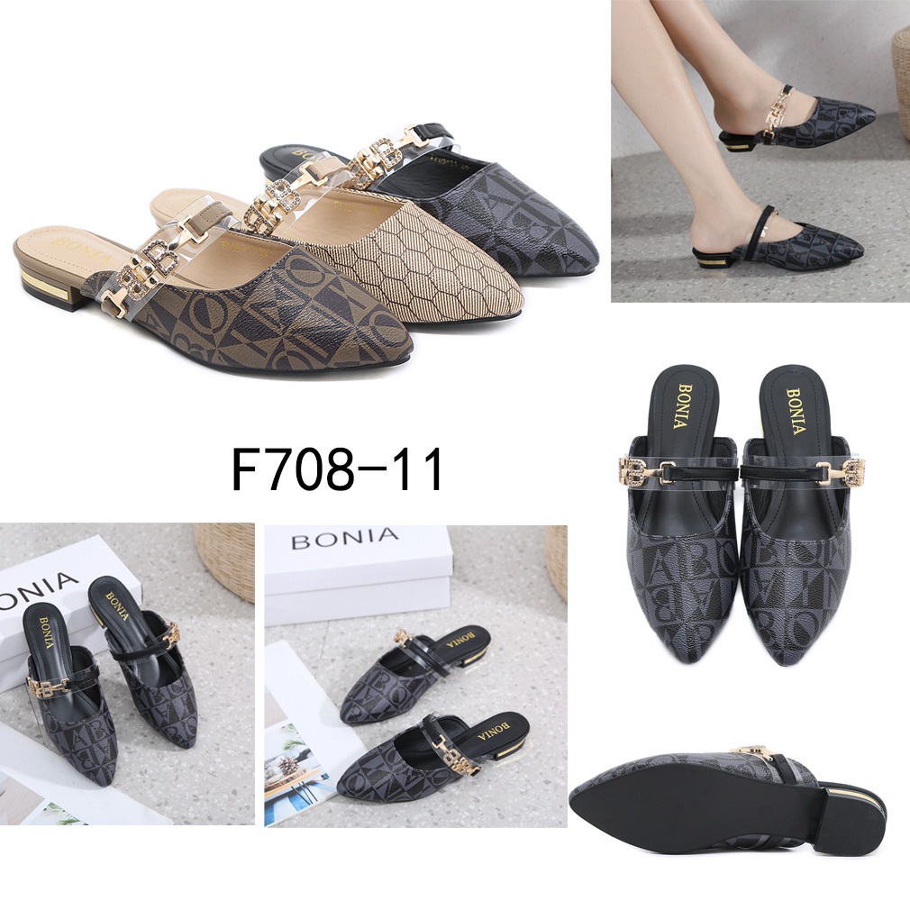 BO Chain BB-Logo Flats Mules F708-11