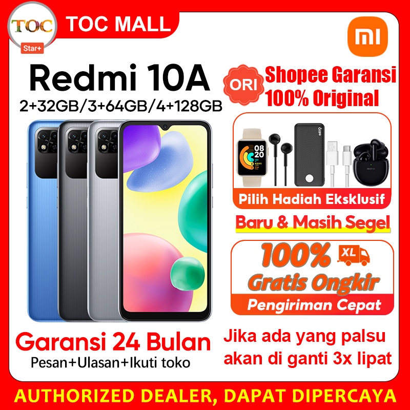 XIAOMI Redmi 10A 3/32GB Xiaomi redmi 10A 3/32GB 3/64GB Garansi resmi 3GB ROM 32GB Layar 6.53” Dot Drop HD+ Baterai 5000 mAh 13MP murah hp cuci gudang mendukung cicilan terbaru 2022 bisa cicilan COD