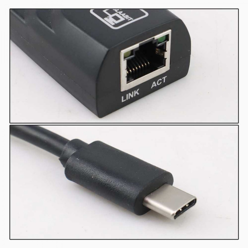 Adaptor USB Type C to LAN RJ45 Ethernet Gigabit 1000Mbps Plug and Play