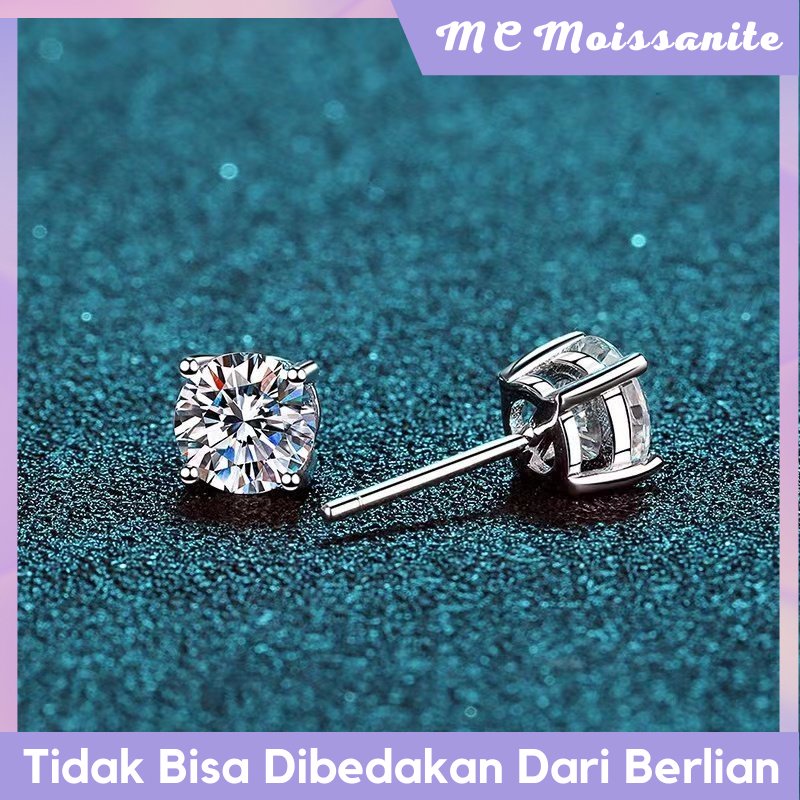 MC Moissanite Anting Angel Four Claws Moissanite Diamond Earrings Anting Pejantan Berlian Sederhana,
