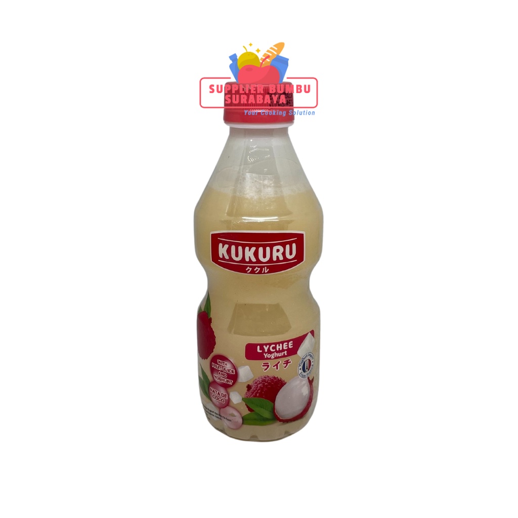 Kukuru Yoghurt With Nata De Coco Yogurt Strawberry Lychee 280ml