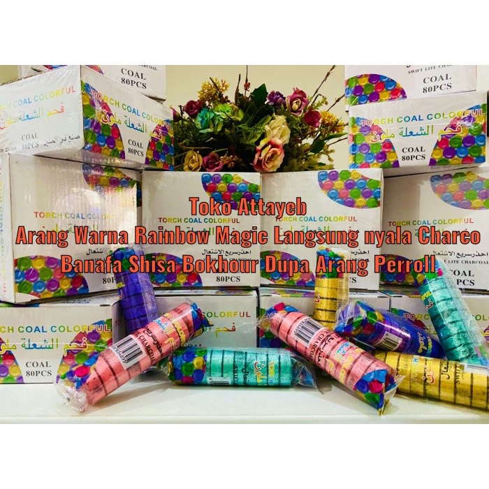 

Arang Magic Warna Rainbow Langsung nyala Charco Bokhour Banafa Perbox