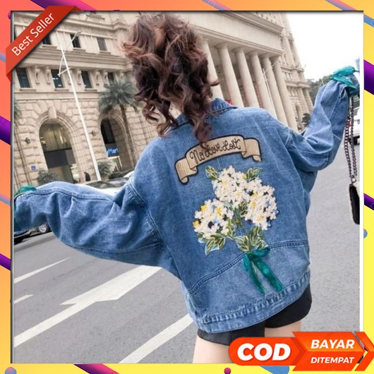 Aimee Denim Jaket Jeans Kekinian Korea Jeket Denim Outer Levis Cewek Outwear Wanita Outerwear Jins C