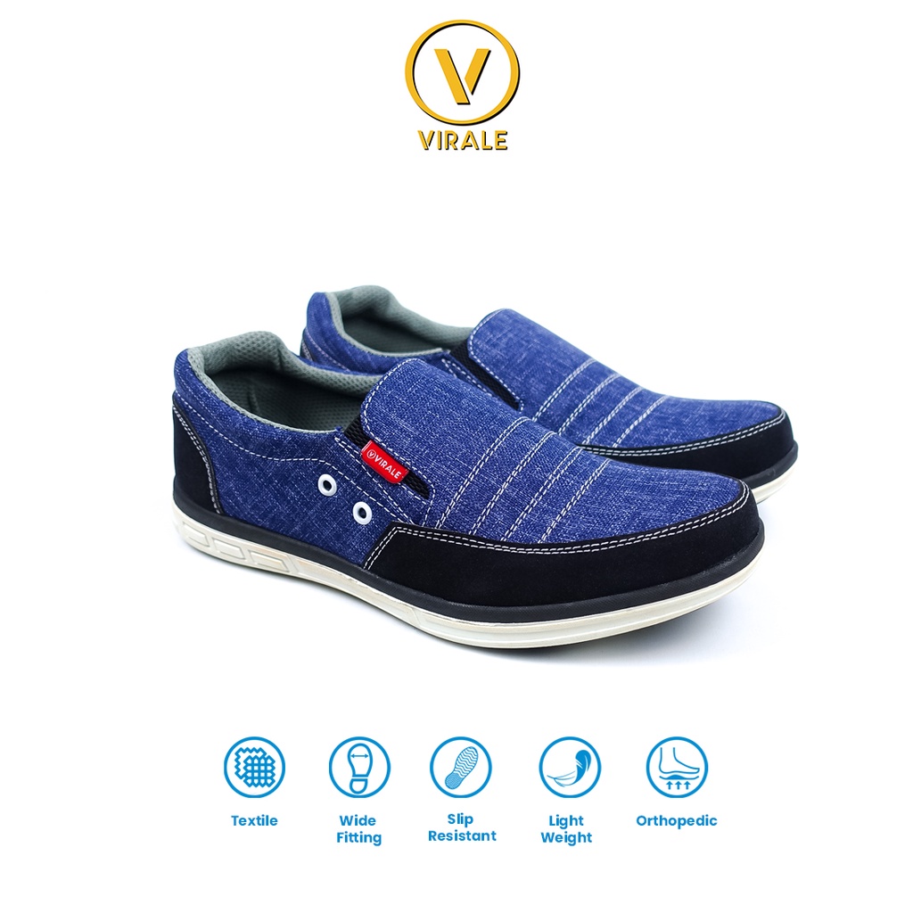 Sepatu Slip On Pria Formal Casual Terbaru AI 01 NAVY