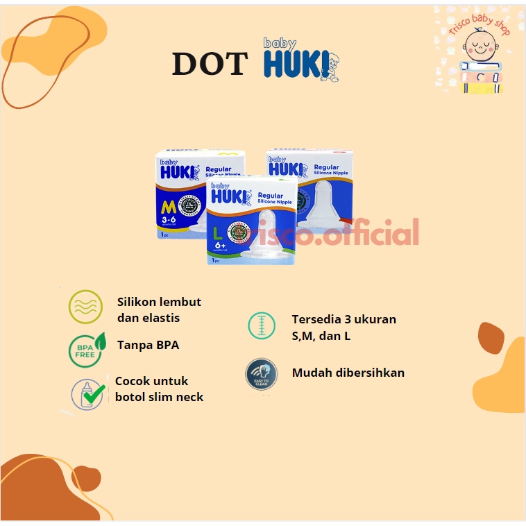 Huki Dot Gepeng Orthodontic dan Reguler Original (Tidak Termasuk Botol)