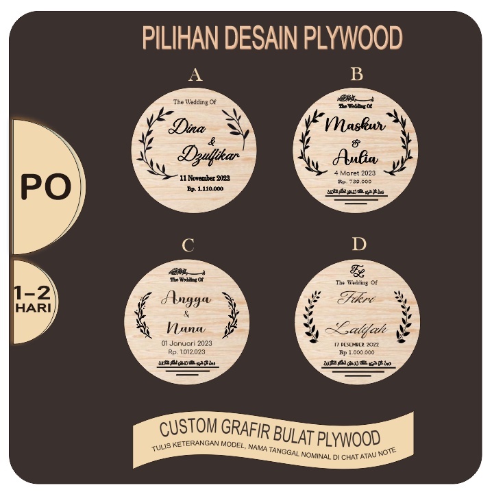 Nama hiasan box mahar | grafir mahar  | kayu grafir nama bulat mahar hiasan kayu rustik mahar diy