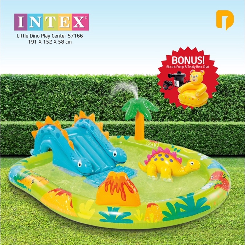 INTEX Kolam Anak Portable Little Dino Play Center Kolam Dino Kolam Prosotan