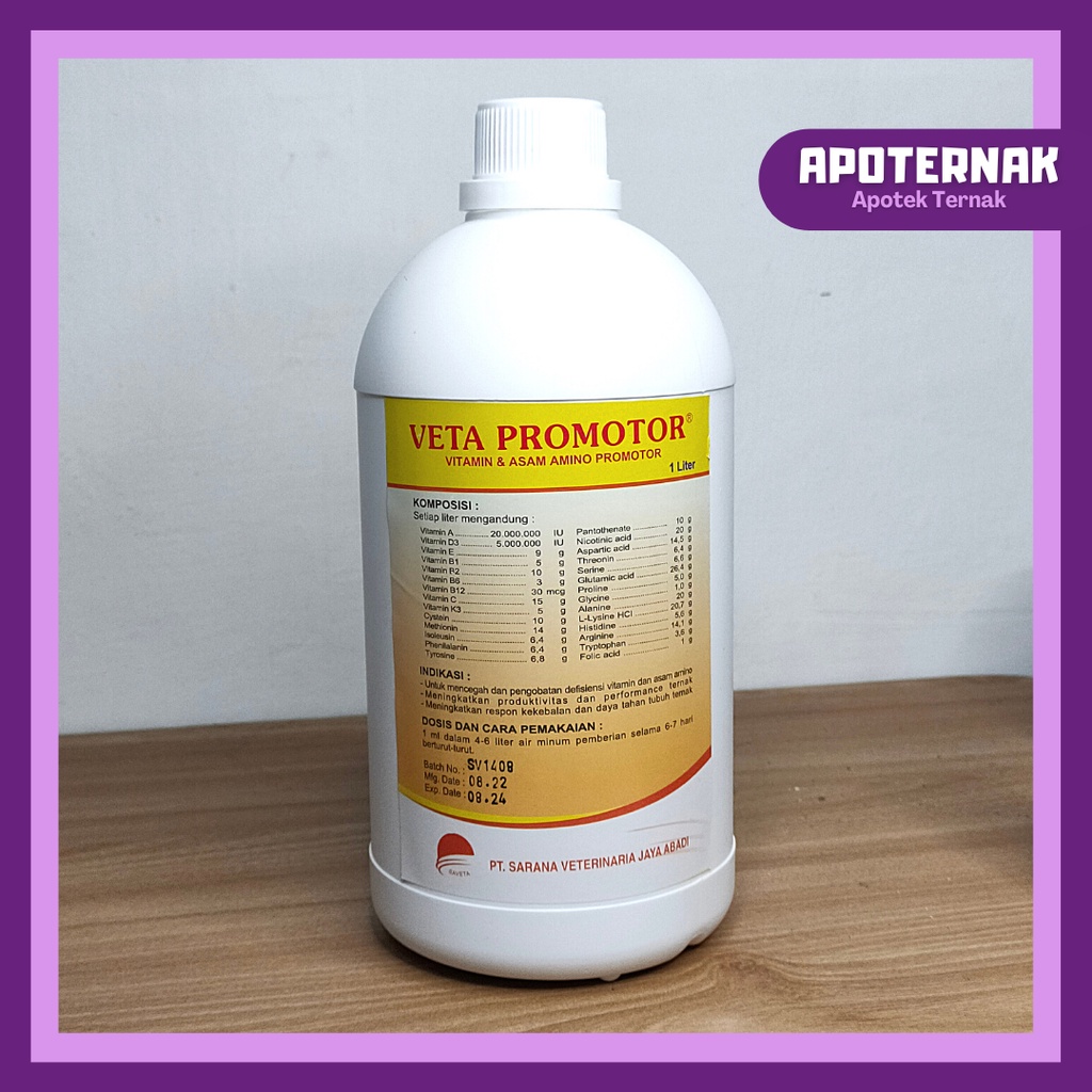 VETA PROMOTOR @100 mL | Premix Multivitamin dan Asam Amino Pemacu Pertumbuhan Ternak | SAVETA