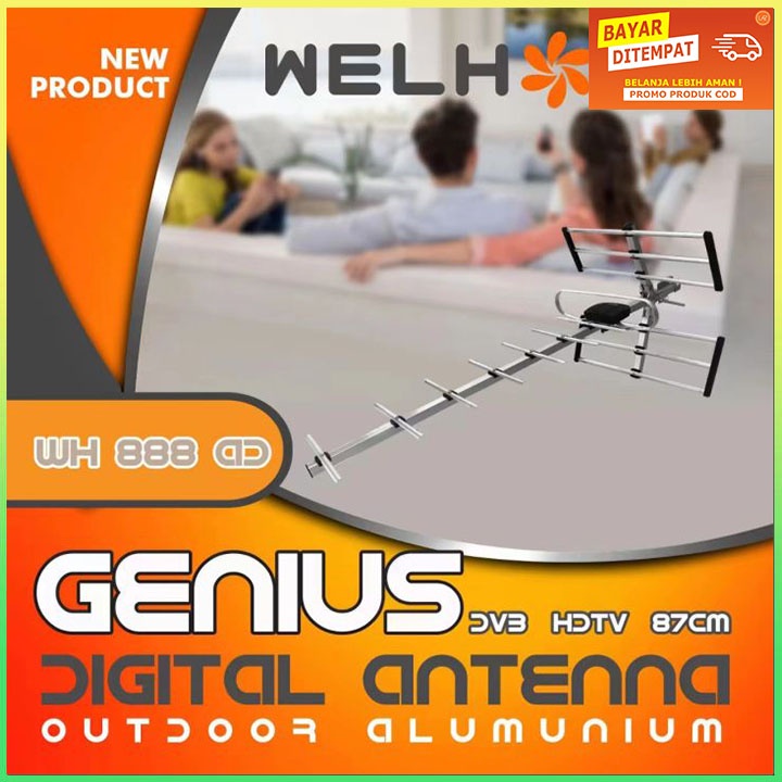 Antena Digital Outdoor Kabel 15 Meter Welhome Genius 888AD TV MAKIN JERNIH TERBARU