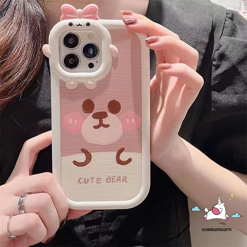 Casing Case Beruang Kartun Lucu Case Realme C15 C33 C25 C25s C12 C31 C21Y 9 8 7 8i 9pro+8pro 5 6i 9i 5 7i C30 C25Y C11 C35 C21 C2 C1 C3 C17 Lovely 3D Bow Little Monster Lens Lembut Sarung Cover Sarung