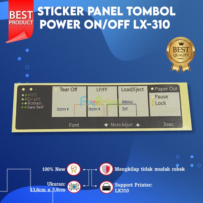 Tombol Power ON OFF LX-310 New, Sticker Panel Printer E LX310