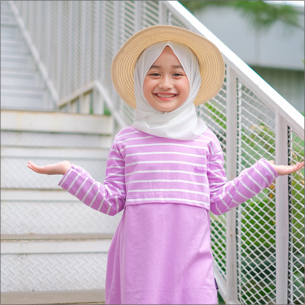 Tunik Kaos Anak Perempuan Tangan Panjang DAILY CHIC TUNIC Stripe Collection Brand Ammar Kids Baju Outfit Harian Simpel dan Lucu Untuk Usia 3 - 12 Tahun