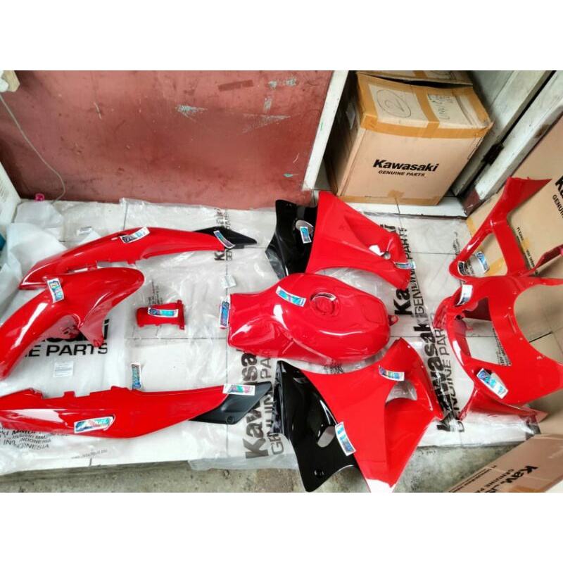 BODY FULL SET FAIRING BARONG TANGKI NINJA RR OLD ZX CBU MERAH MUDA FERARY ORIIGINAL KAWASAKI