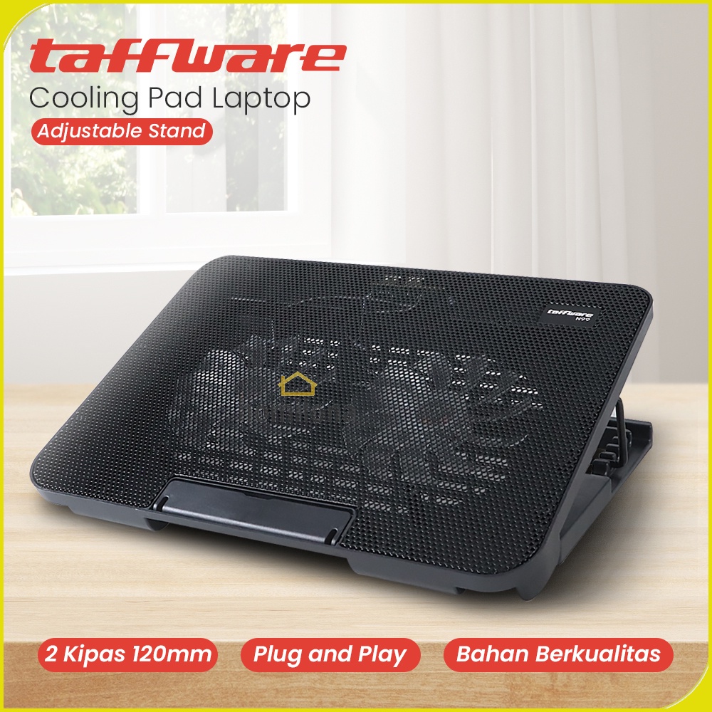 Cooling Pad Laptop Adjustable Stand 2 Kipas 120mm Taffware N99 Black