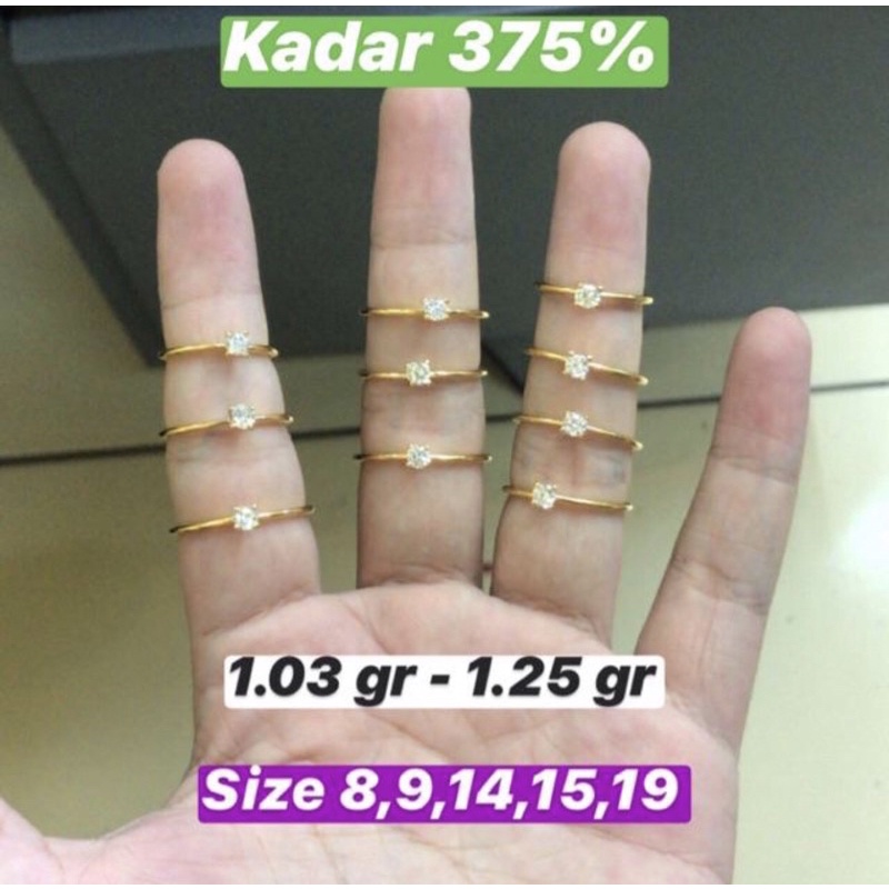 Cincin solitaire kadar 375 8k ringan