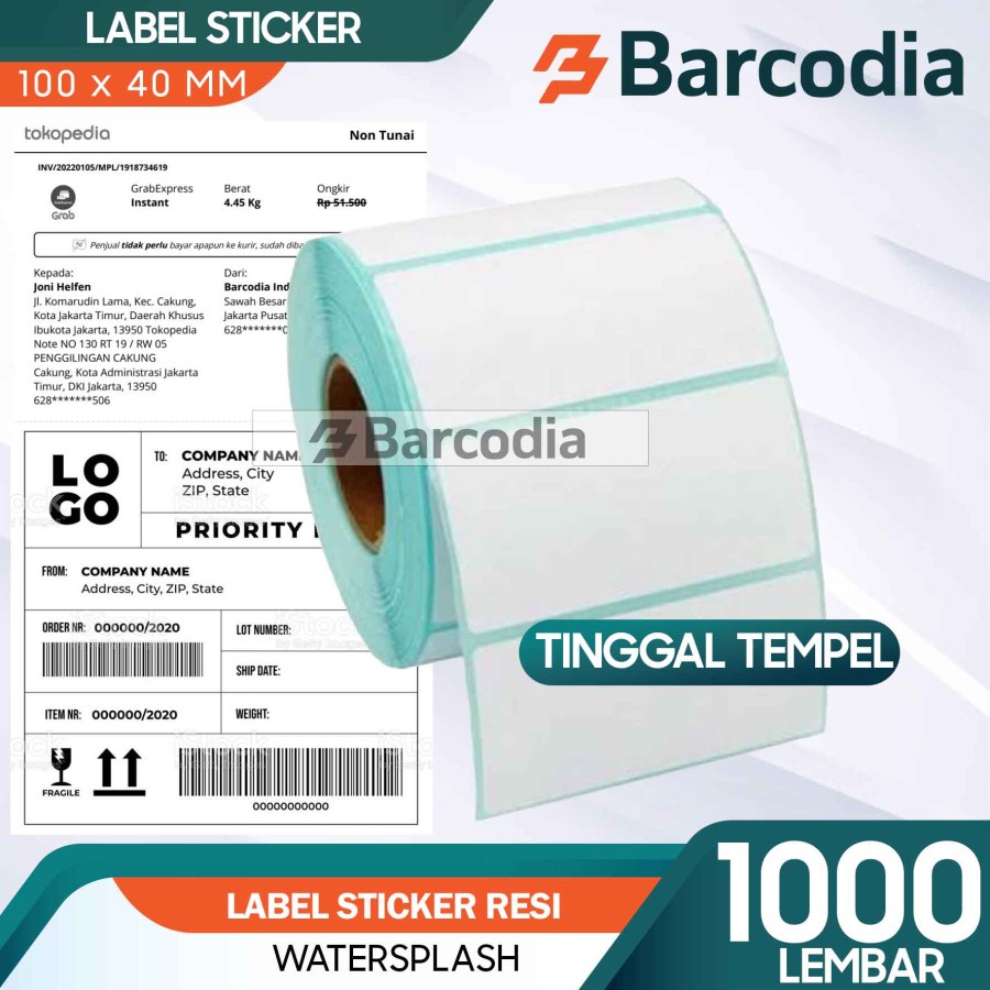 

LABEL BARCODE 100 X 40 (1 LINE) KERTAS STICKER LABEL SEMICOATED 100x40