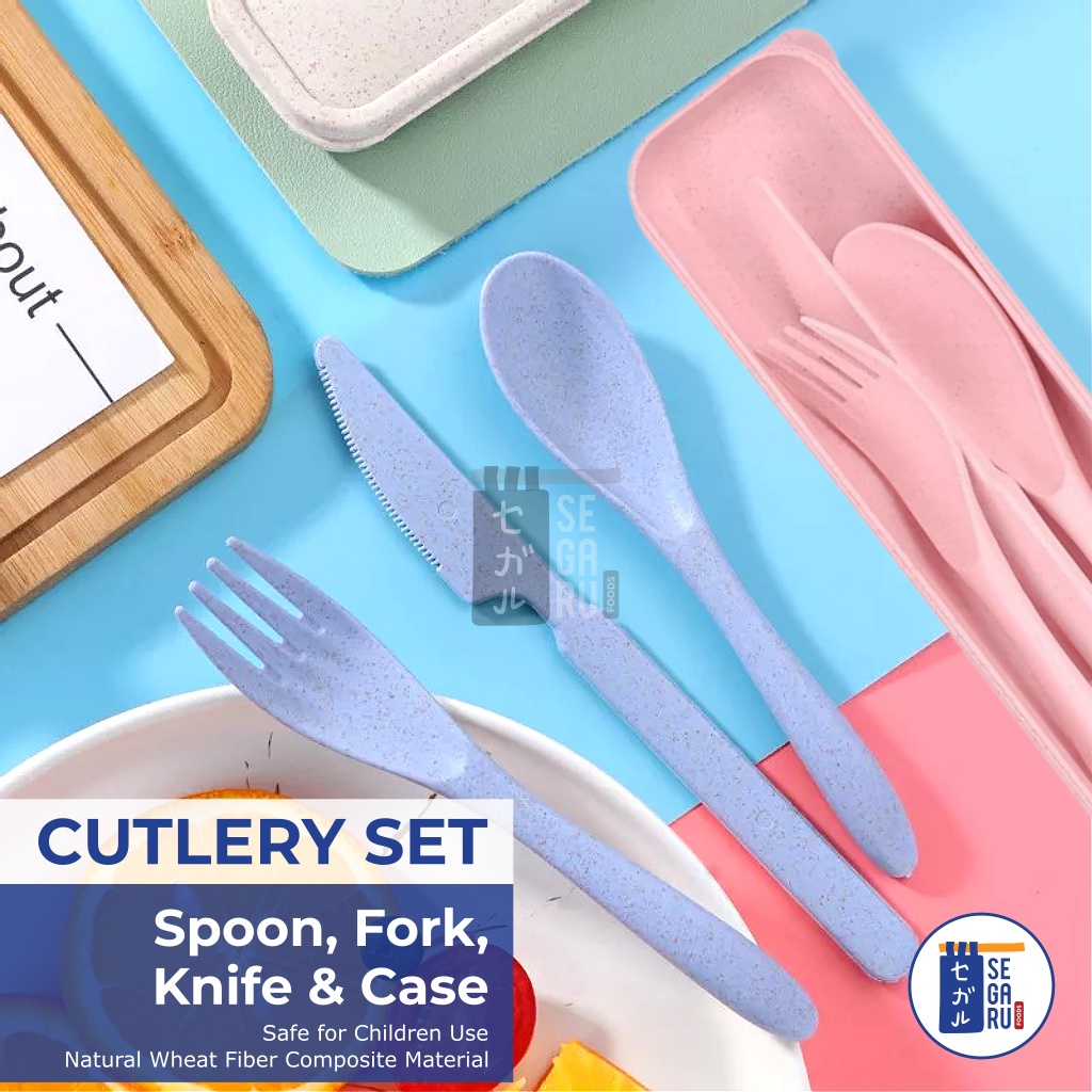 Cutlery Set Alat Makan Anak Sendok Garpu Pisau Travel Kids Safe