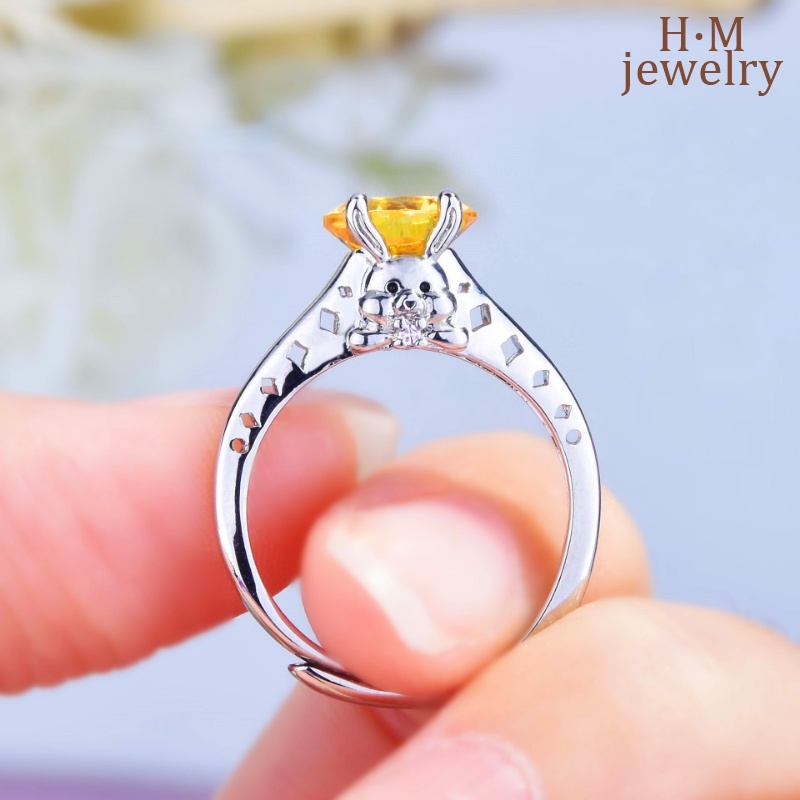 Cincin Silver S925 Bentuk Kelinci 2 Karat Hias Zircon AAA Untuk Wanita