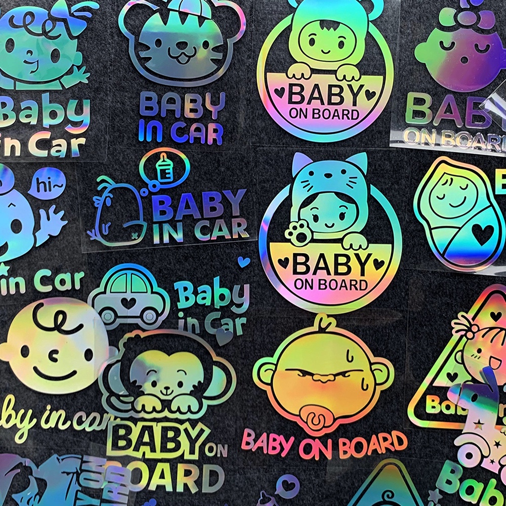 Baby In Car Stiker Reflektif Stiker Peringatan Tips Mobil Aksesori Stiker Kaca Depan Jendela Mobil