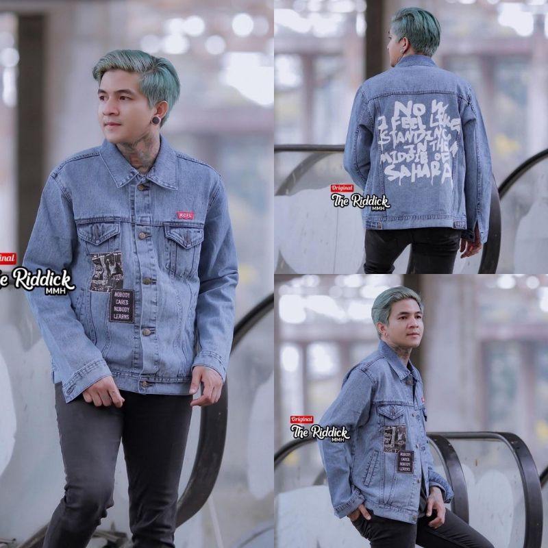 Jaket Denim Oversize wanita Jacket Denim coret Keren Lukisan Gambar Belakang