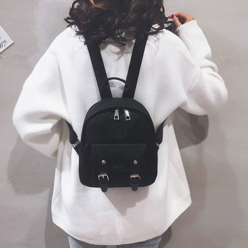 ஐ☒㍿Seraser Versi Korea Harajuku Kanvas Ransel Tas Kecil Wanita 2022 Baru Diagonal Cross All-Match Mahasiswa Tas Mini Tas Ransel