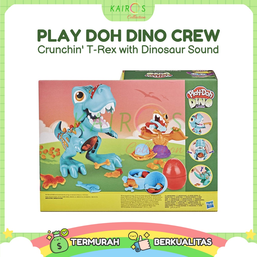 Play Doh Dino Crew Crunchin' T-Rex with Dinosaur Sound &amp; 3 PlayDoh Egg Mainan Anak Dinosaurus