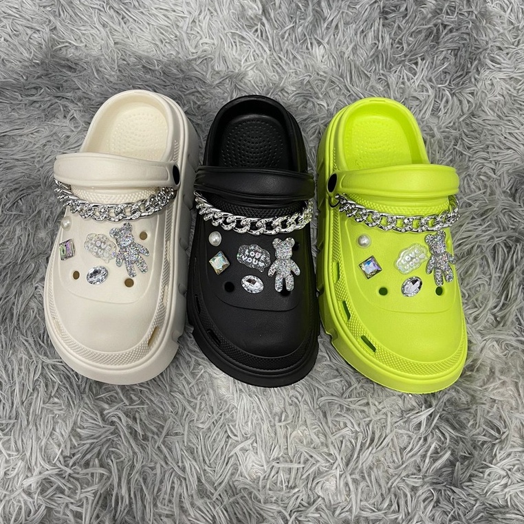 SS-SW15 Sandal Wanita Bae Clog Chain Eva Jelly COD FREE JIBBITZ