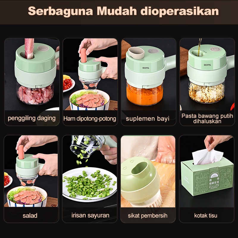 AmazeFan 7in1 mini juicer portable parutan serbaguna blender elektronik Sikat pembersih tanpa kabel penggiling bumbu kentang chopper belender buah vegetable slicer gilingan daging parutan pemotong pengupas processor mixer food alat peralatan masak dapur