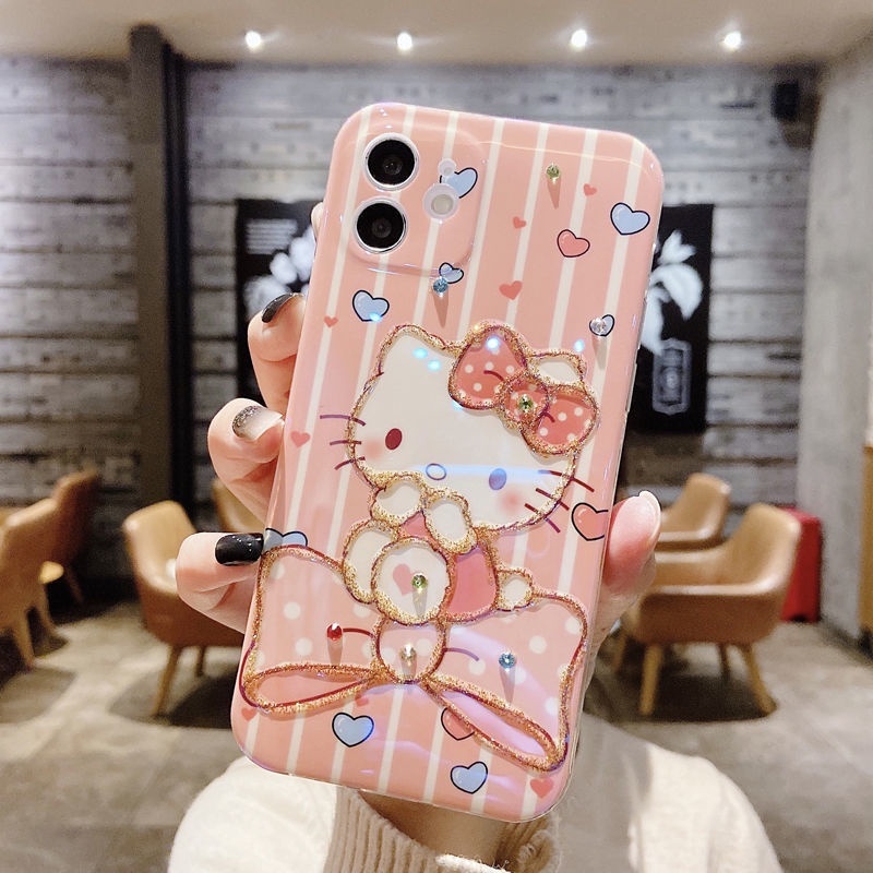 Case Desain Kucing Pink Kitti Untuk IPhone 12 13 11 Pro Max X Xs Max Xr Ddwrf