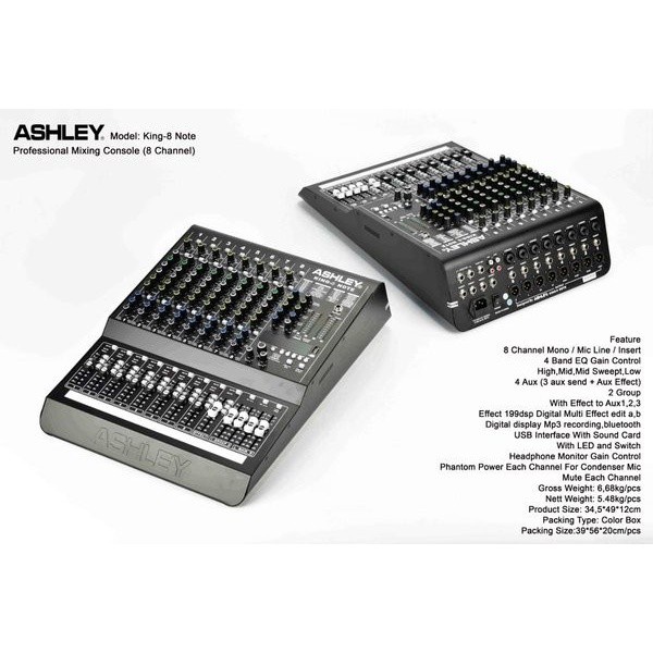 mixer audio ashley king 8note / king 8 note / king8note 8 channel
