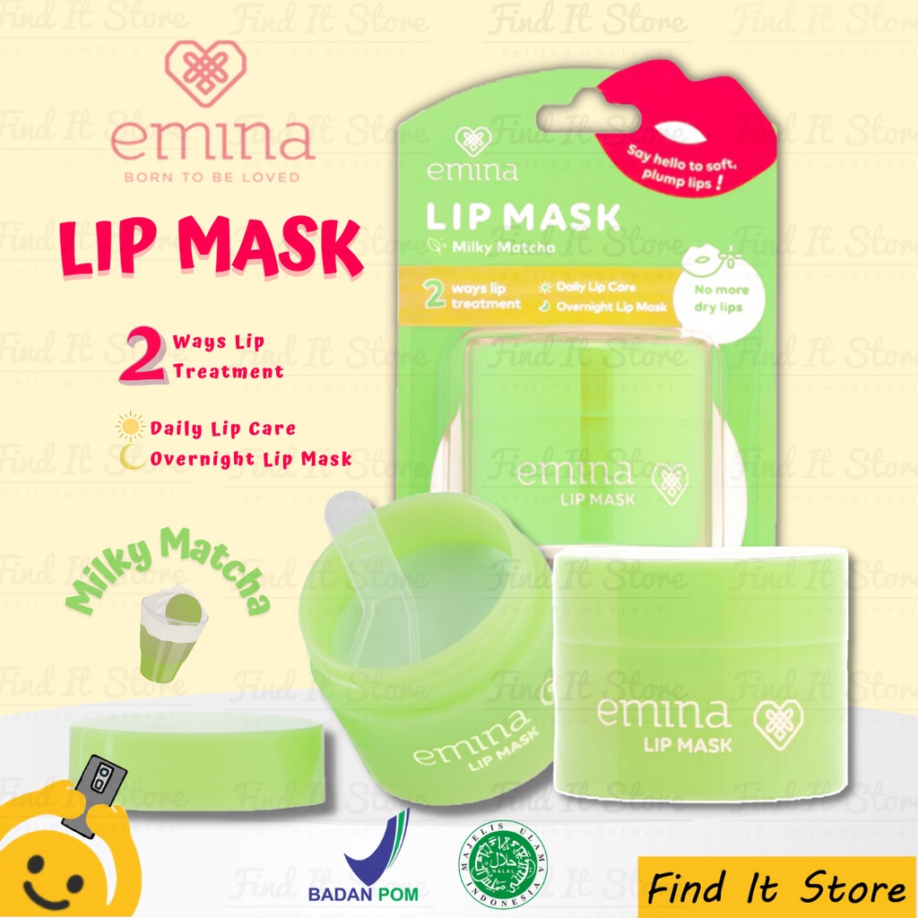 Emina Lip Mask | Lip Care | Masker Bibir | Pelembab Bibir | BPOM | Sleeping Lip Mask Shea Butter Natural Oil