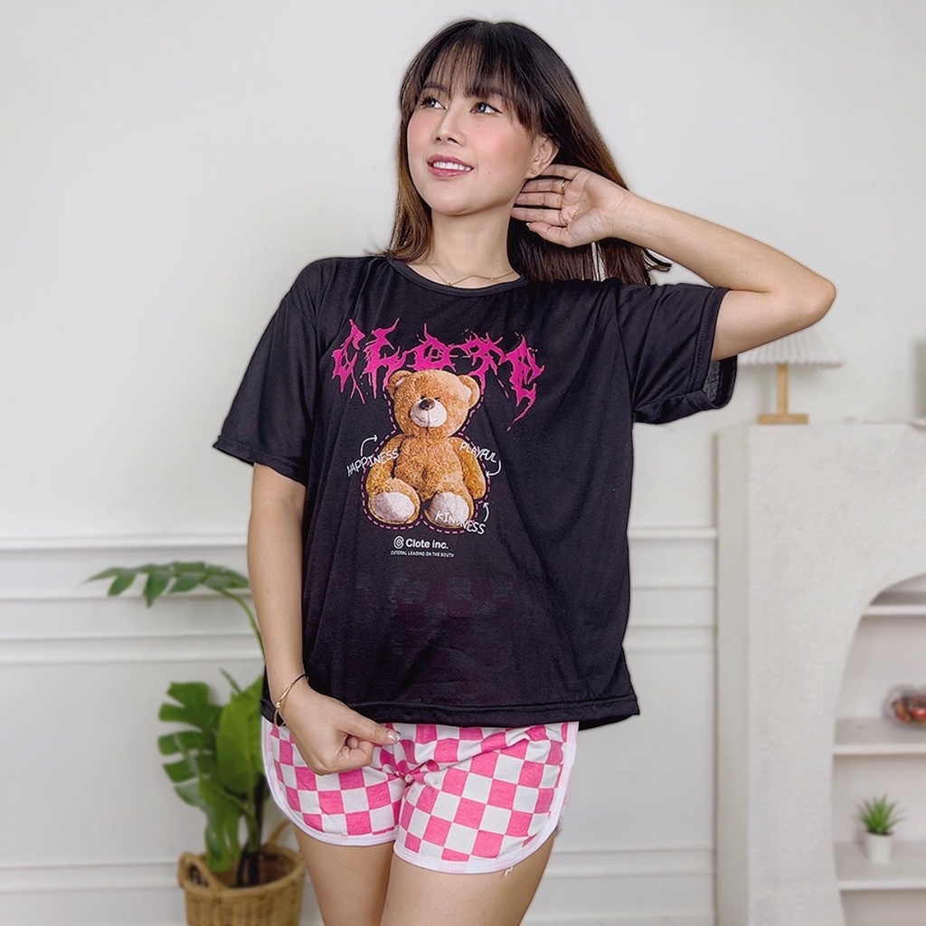 AFI - MC - Kaos Oversize Wanita Close Bear Happiness (LD 106, P 65)