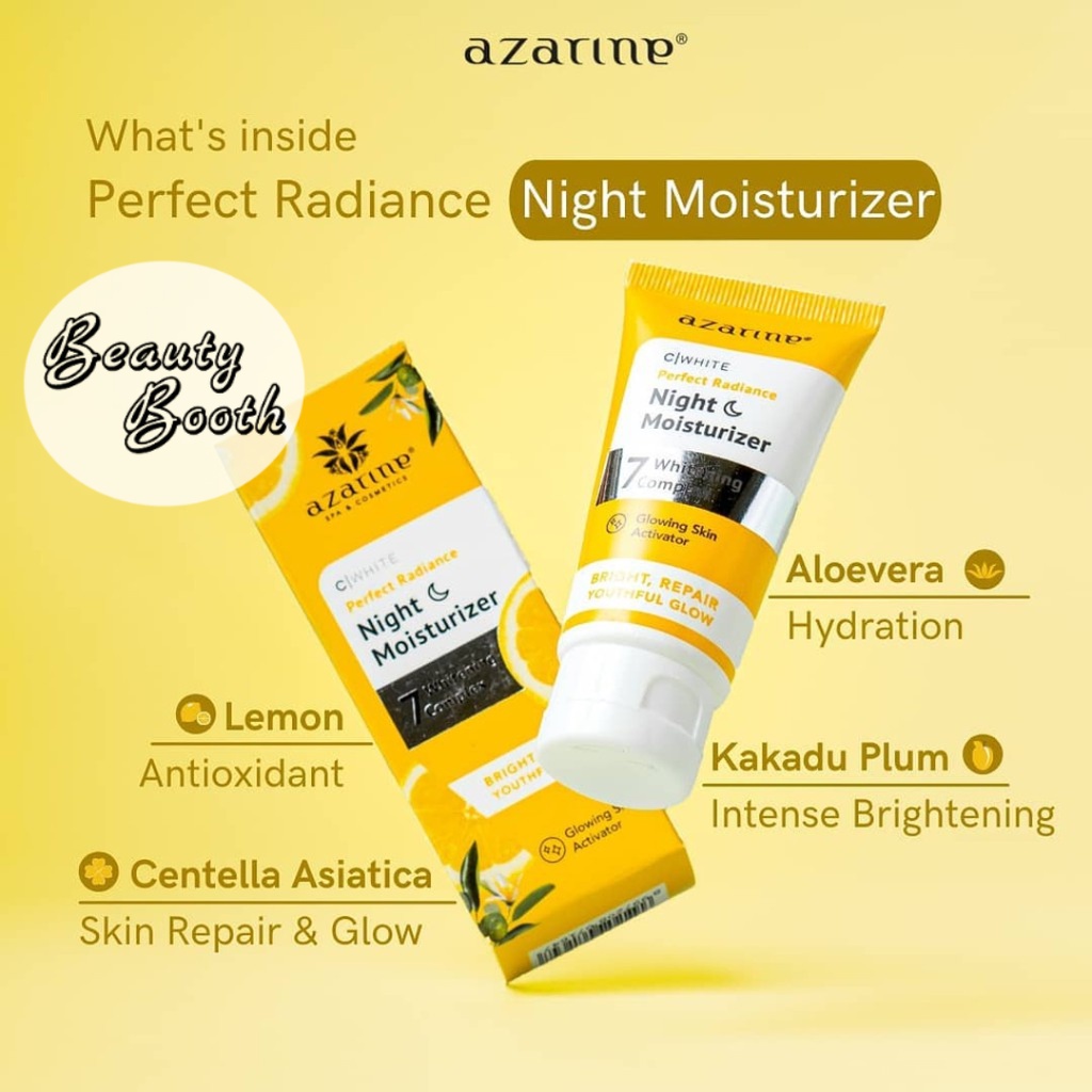 AZARINE C White Series | Perfect Radiance Night Moisturizer 25gr | Ultralight Hydraglow Day Cream 25gr