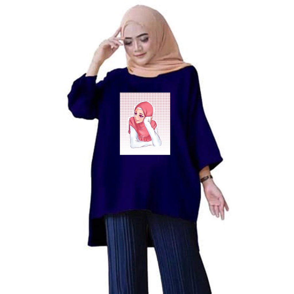 GSC - Tunik wanita motif anime 013 / tunik wanita hijab's , long tunik jumbo , tunik new