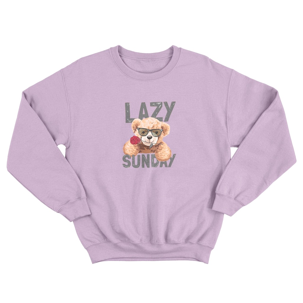 SWEATER WANITA OVERSIZE LAZY SUNDAY BEAR /// SWEATER WANITA LUCU ONE SIZE FIT TO XL FLEECE TEBAL KEKINIAN TERBARU''