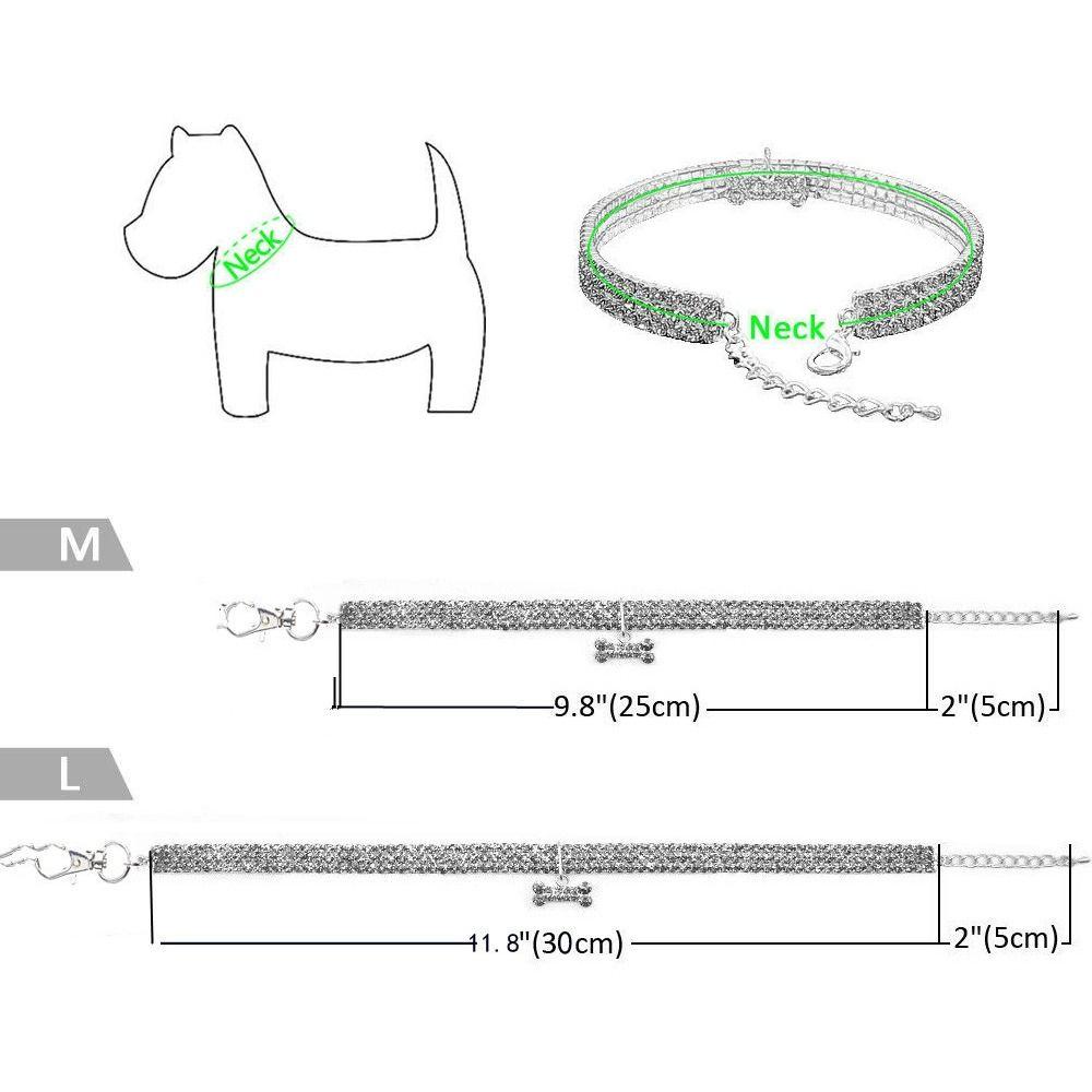 Solighter Anjing Berlian Imitasi Kerah Mewah Rhinestones Adjustable Kristal Berlian Liontin