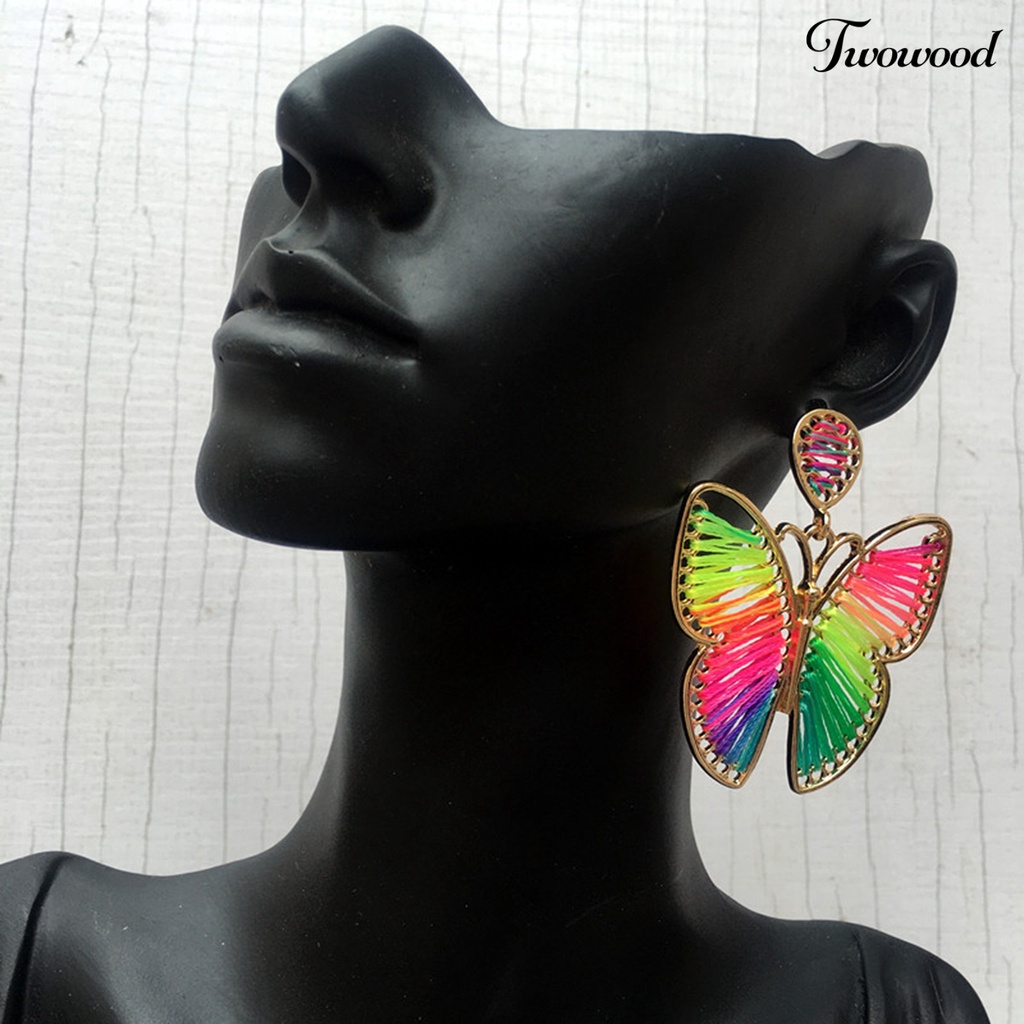 1 Pasang Anting Desain Butterfly Warna-Warni Gaya Boho Untuk Wanita