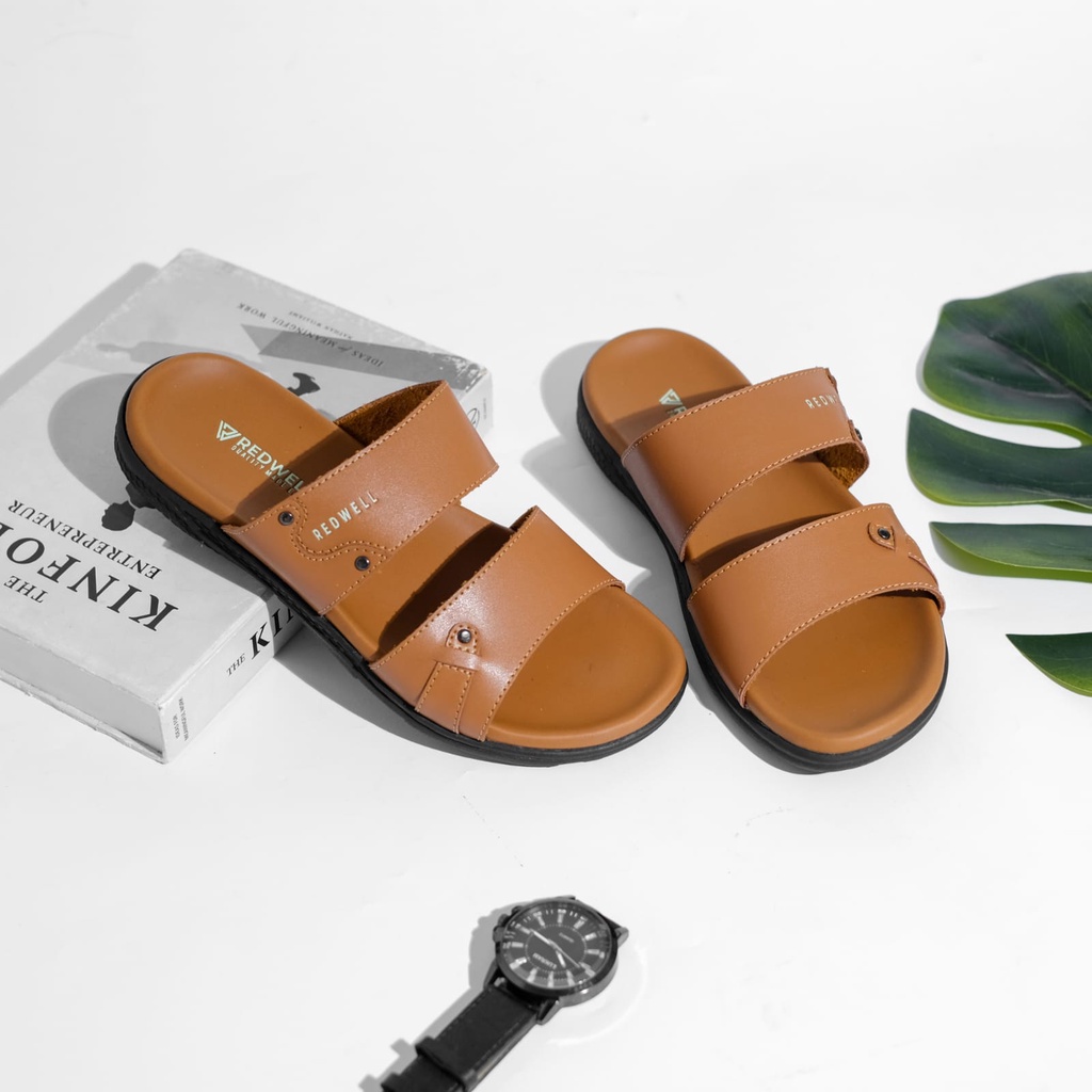 SANDAL KULIT PRIA scarlos 003  BROWN TAN KULIT SAPI ASLI ORIGINAL HANDMADE BANDUNG KASUAL SANTAI