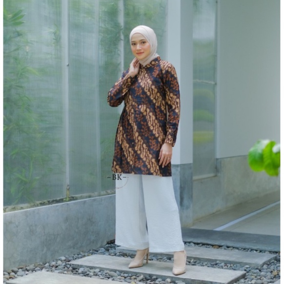 Peplum Blouse Baju Batik Wanita Modern Atasan Batik Kerja Wanita Tunik Batik Kantor Wanita M L XL XXL Seragam Batik