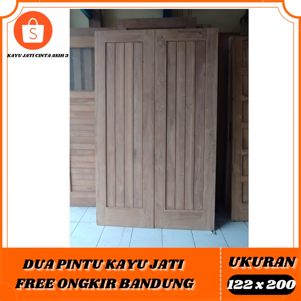 PINTU JATI MODEL NAT BESAR 2 PINTU 100% KAYU JATI