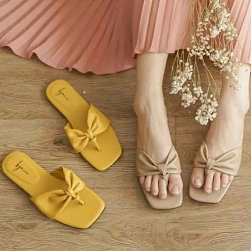 Sandal/Sendal Wanita Jepit Flat Teplek SANDAL WANITA RICIS EXPERT KUNING  BESTQUALITY IMPORT MURAH