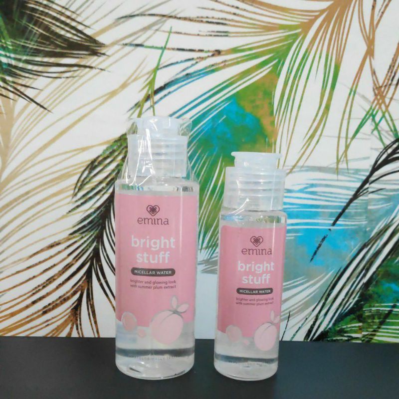 Emina Bright Stuff Micellar Water 100ml - 50ml Mengangkat Kotoran wajah makeup Muka membandel tanpa bilas