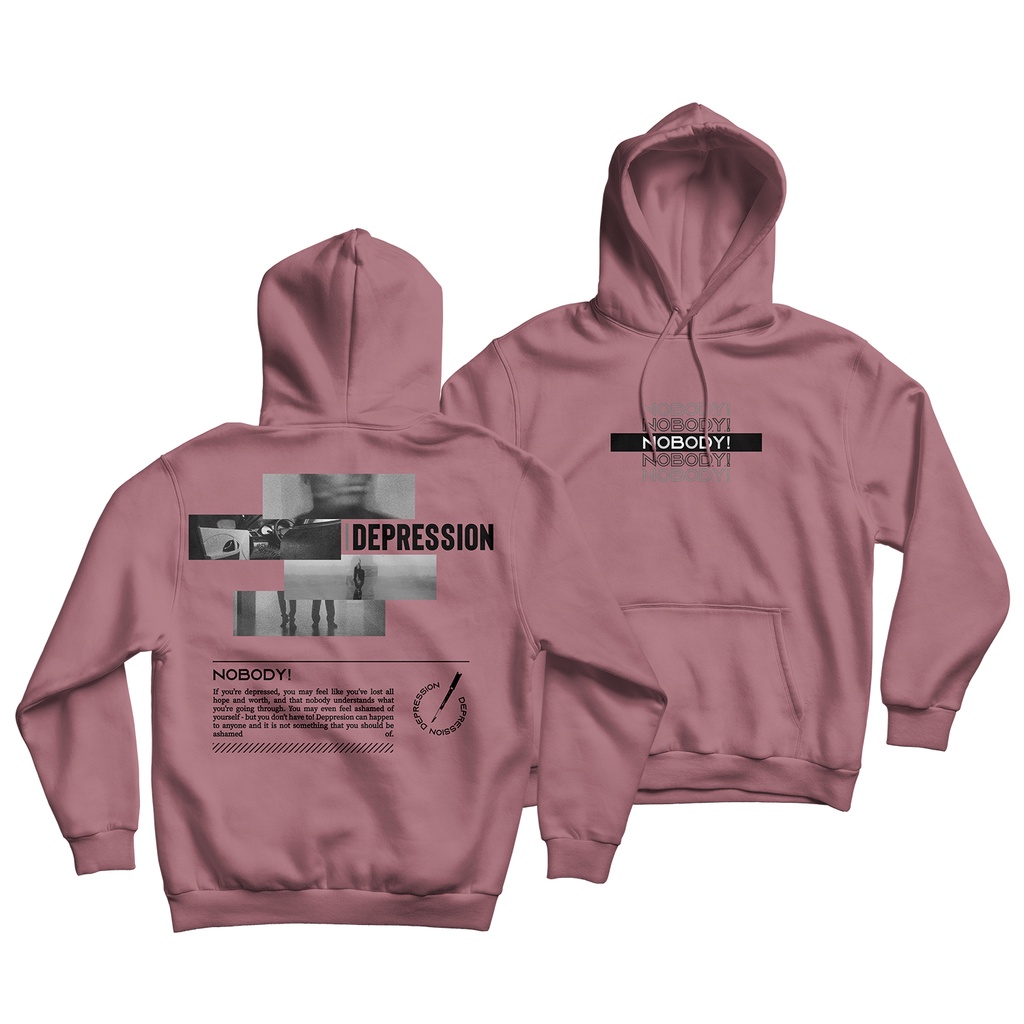 Sweaterpolos Hoodie Jumper DEPRESSION ( Sablon ) Unisex Pria &amp; Wanita