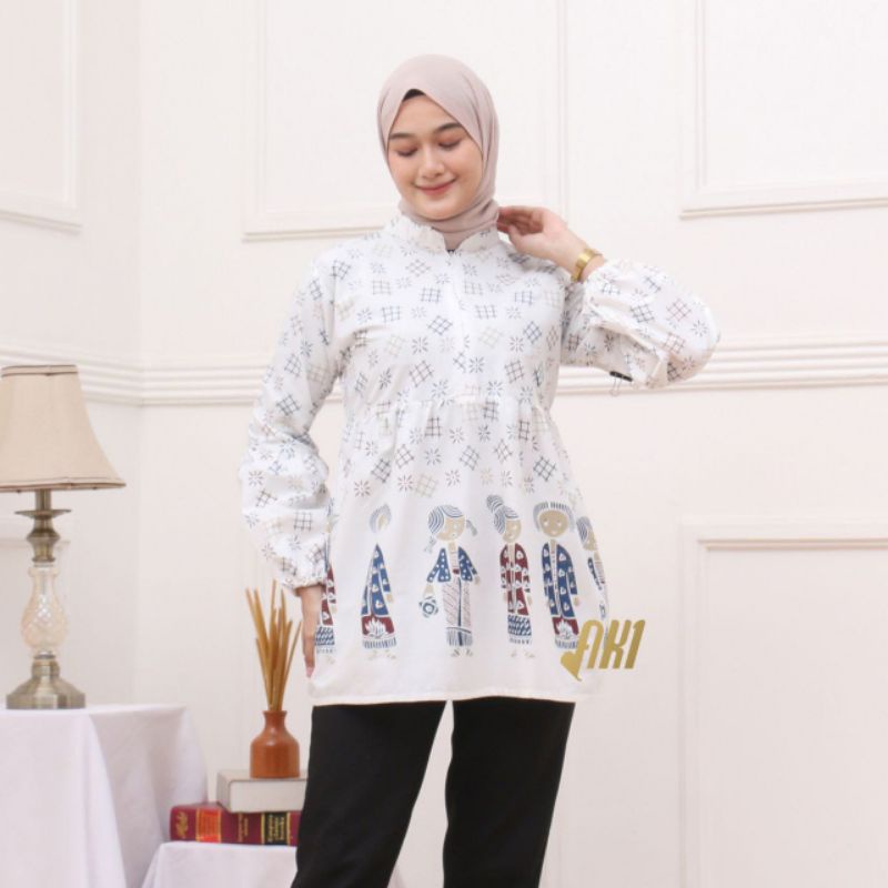 BLUSE BATIK WANITA  ATASAN BLUSE KERJA WANITA BU TEJO